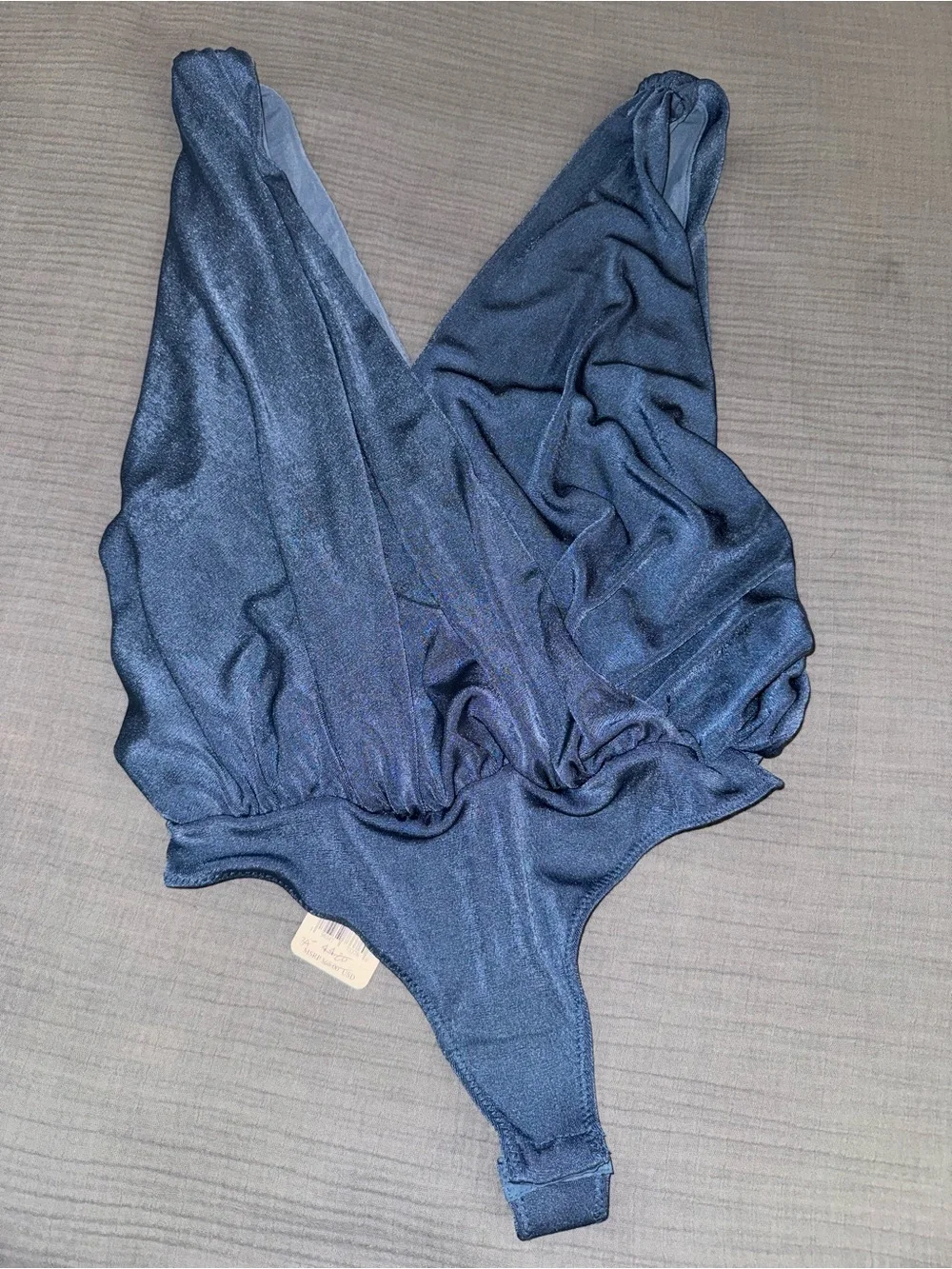 Free People Denim Blue Draped Surplice Tank